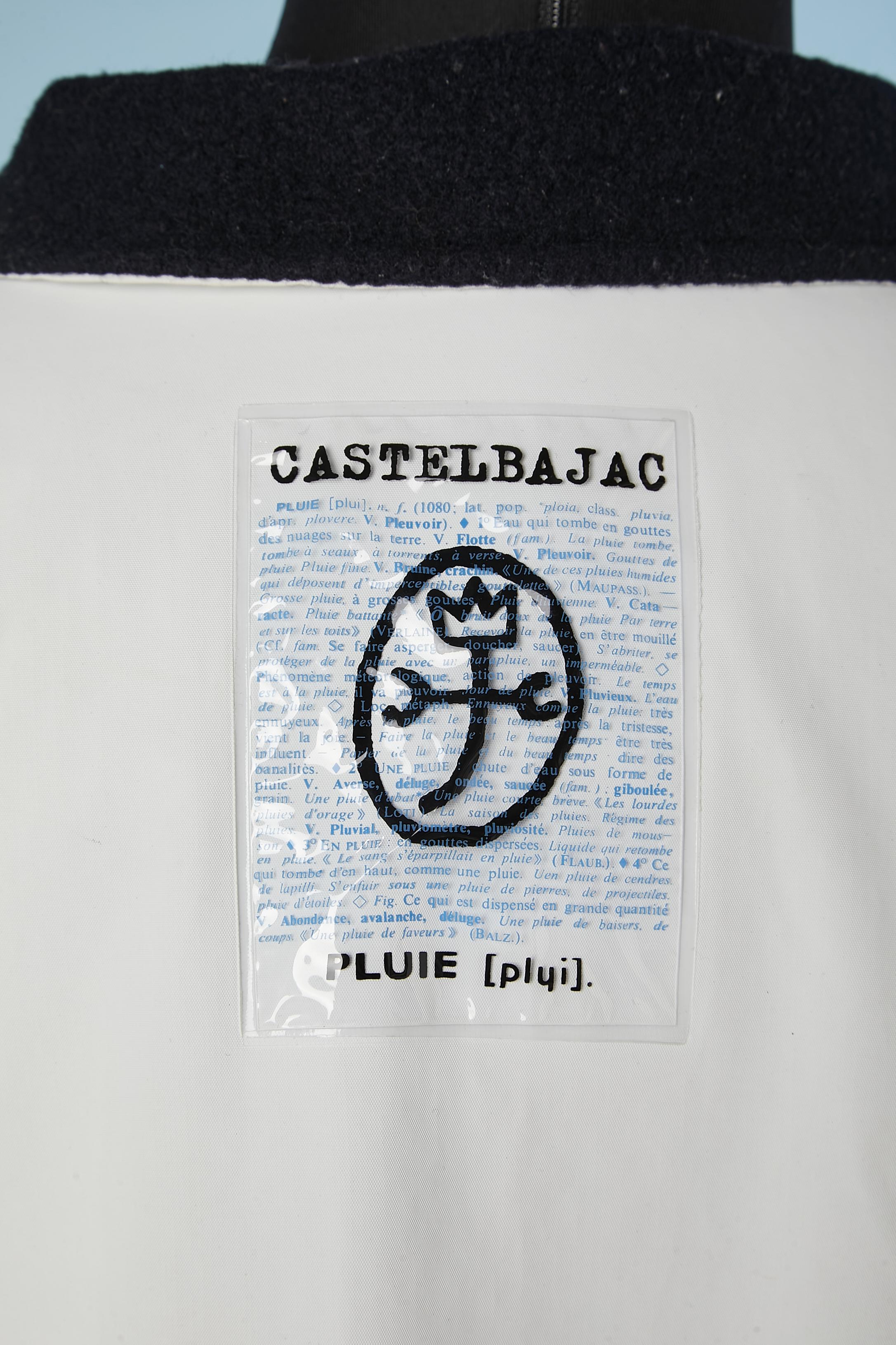 Manteau de pluie en PVC blanc avec col en laine et doublure en coton imprimé JC De Castelbajac  en vente 5
