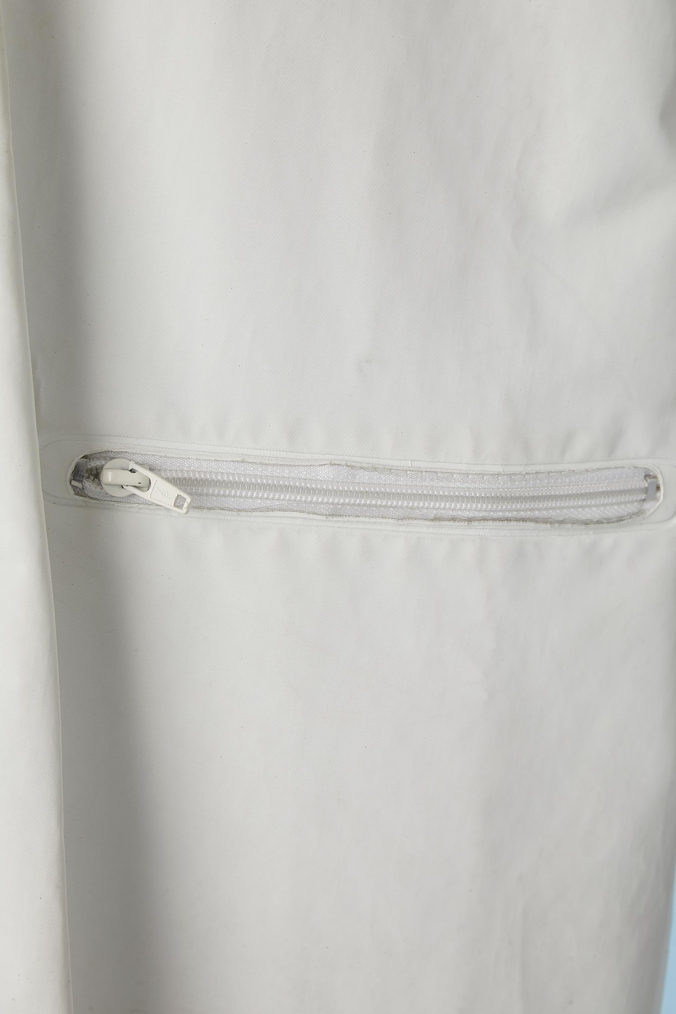 Manteau de pluie en PVC blanc avec col en laine et doublure en coton imprimé JC De Castelbajac  Excellent état - En vente à Saint-Ouen-Sur-Seine, FR