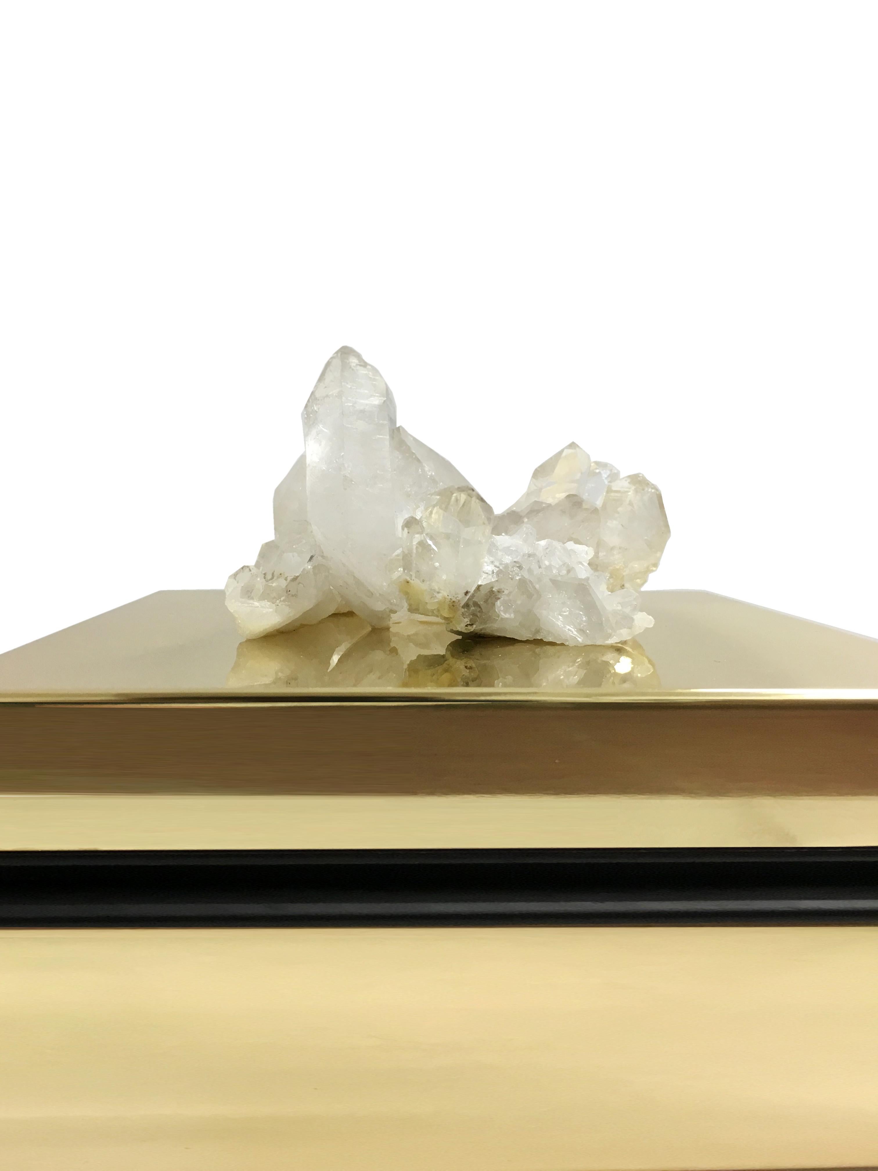 Contemporary White Quartz and Brass Jewelry Deco Box