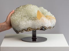 White Quartz Cluster Honey Calcites Crystal Rock Table Top Decorative Object