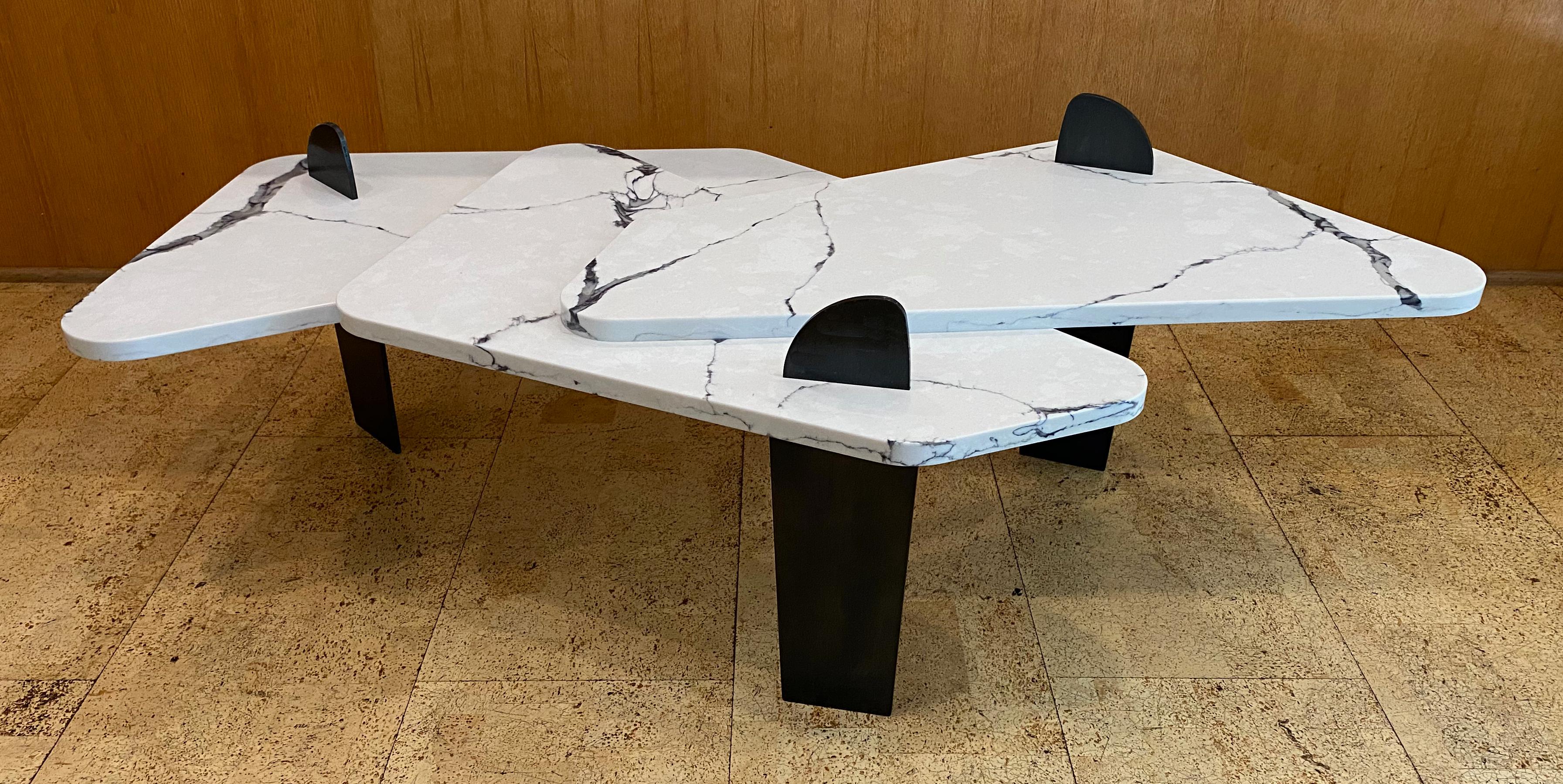 Table basse en quartz blanc avec pieds en acier patiné par Adm Bespoke en vente 8