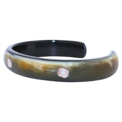 Weißer Quarz Natürliches echtes Horn Horned Einzigartiges Statement-Manschettenarmband