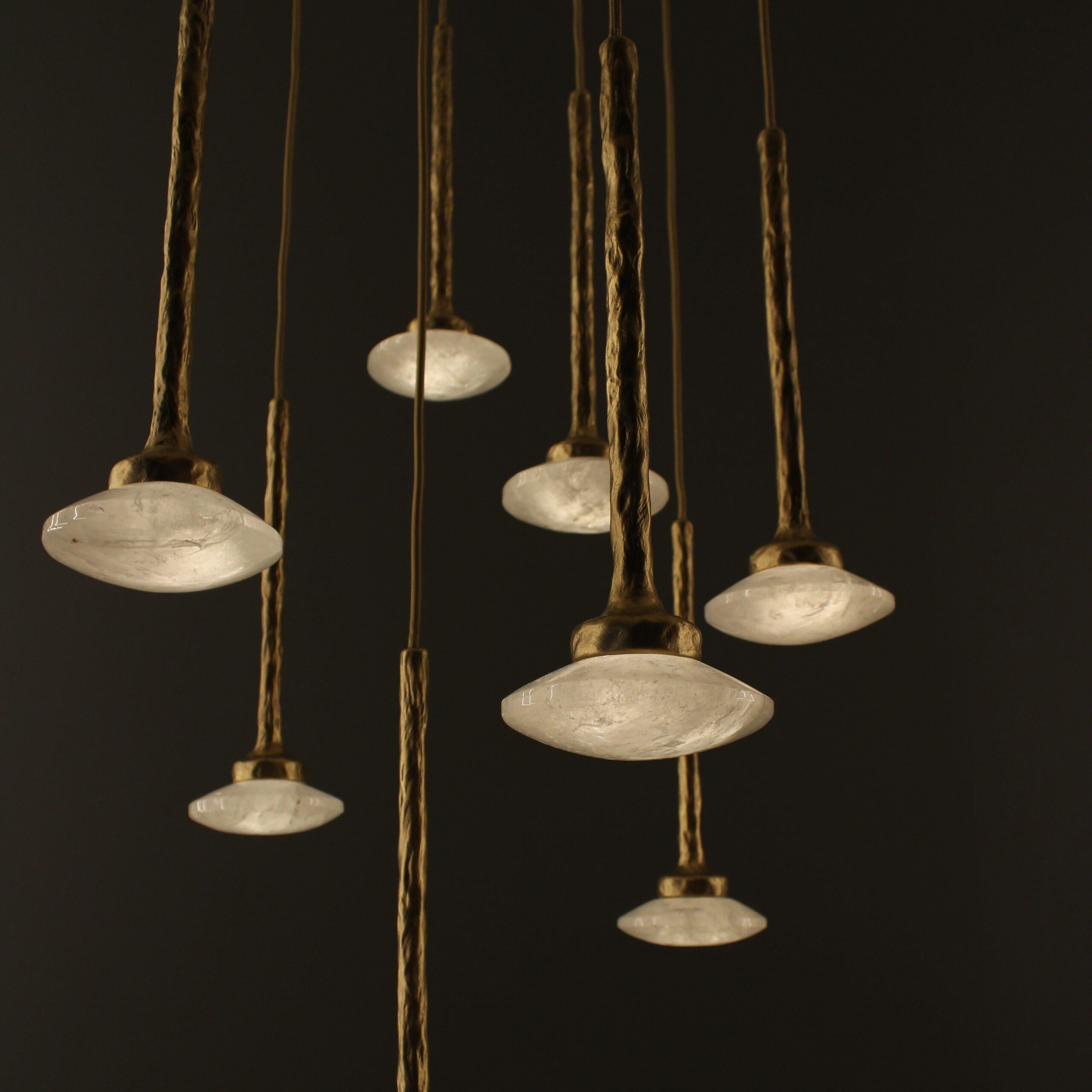 XXIe siècle et contemporain Lampe à suspension en quartz blanc par Aver en vente