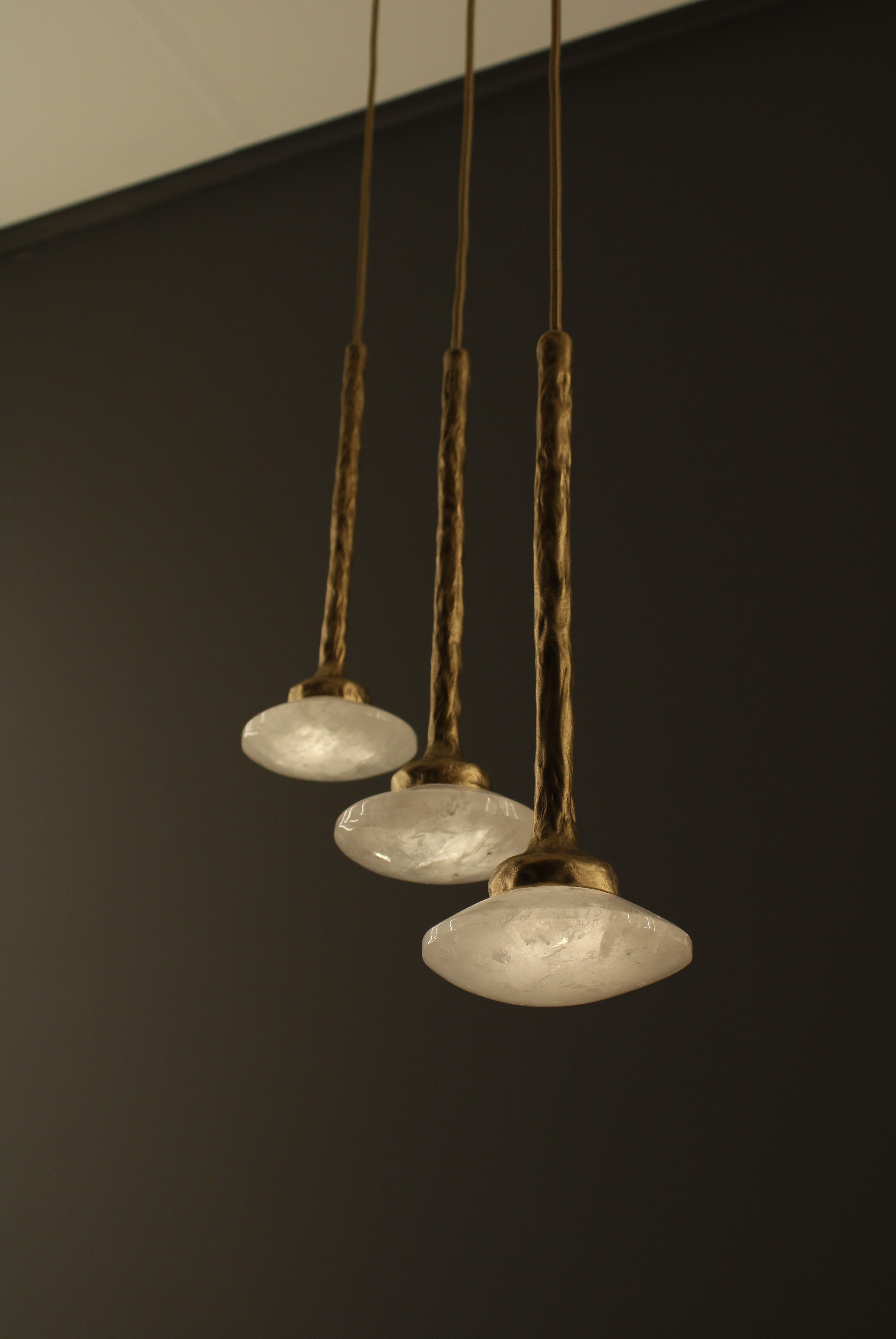 Métal Lampe à suspension en quartz blanc par Aver en vente