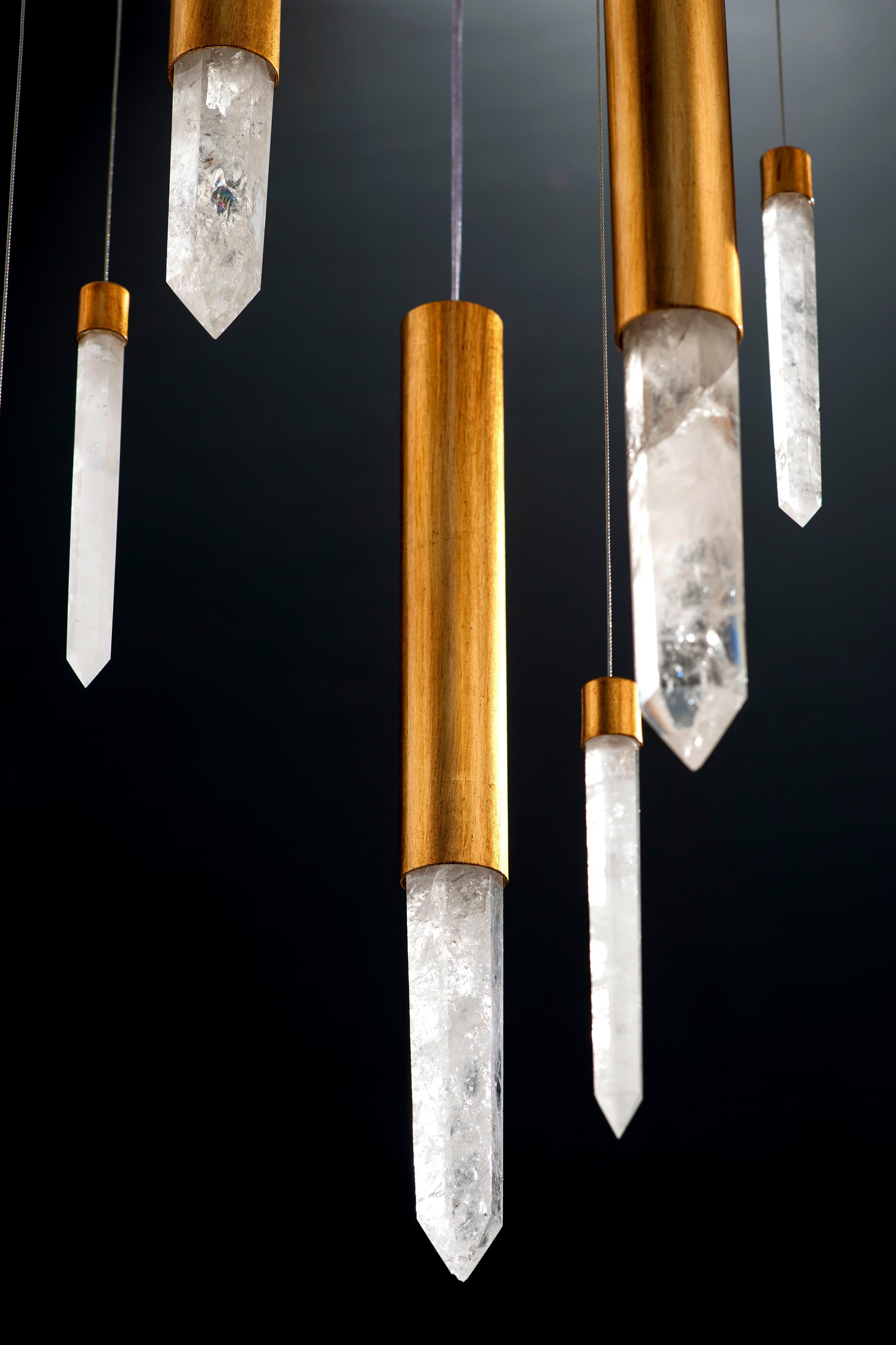Moderne Lampe à suspension Stalacta en quartz blanc, Waldir Junior en vente