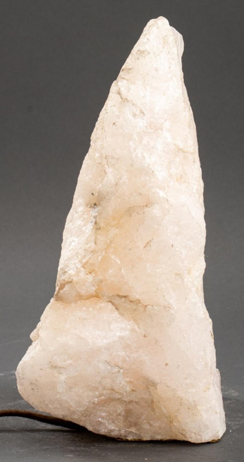 Rustic White Quartzite Mineral Specimen Mounted as a Lamp
