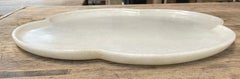 White Quatrefoil Shaped Marble Tray, India, Contemporary