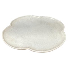 White Quatrefoil Shaped Marble Tray, India, Contemporary
