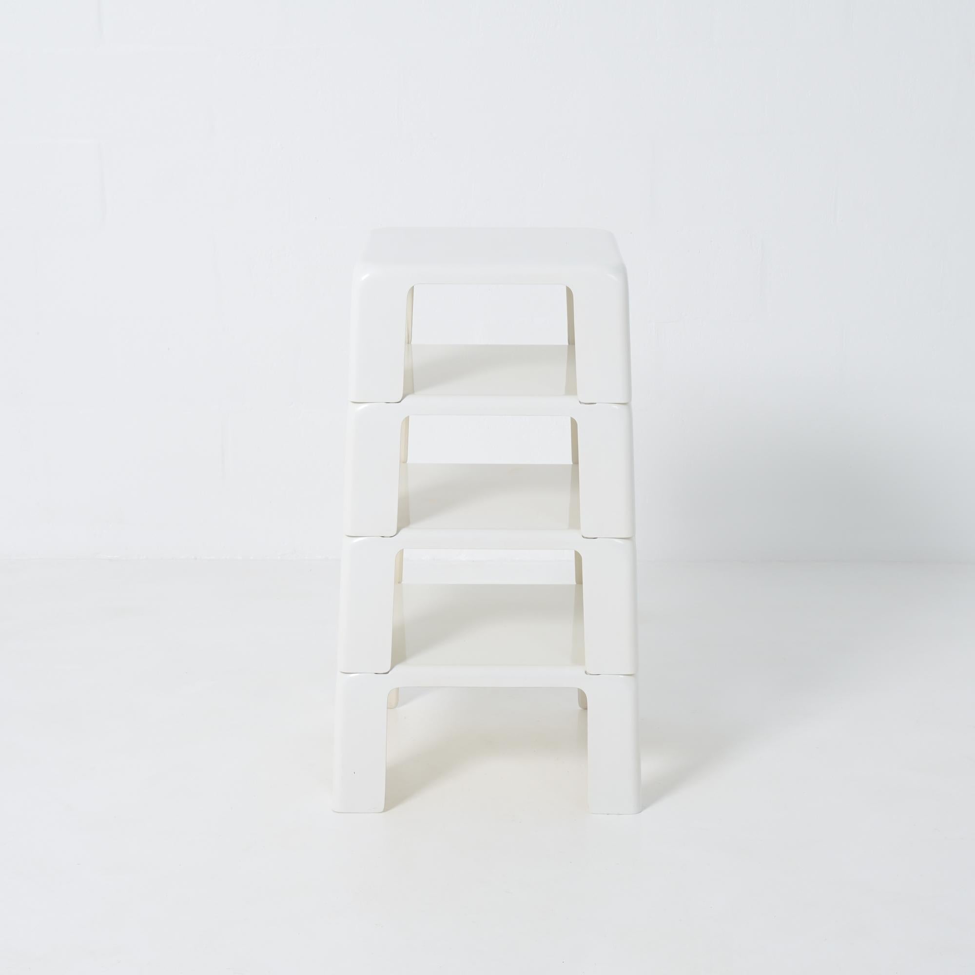 These four nesting tables, known as the Quattro Gatti, were designed by Mario Bellini in 1967. The Italian manufacturer B&B Italia produced them in white-colored fiber.

In 1966, Cesare Cassina and Piero Ambrogio Busnelli founded C&B Italia (Cassina