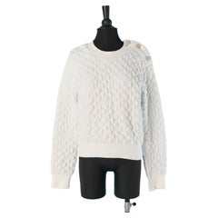 White quilted knit sweater CHANEL