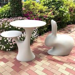 In Stock in Los Angeles, White Rabbit Children Table, Made in Italy