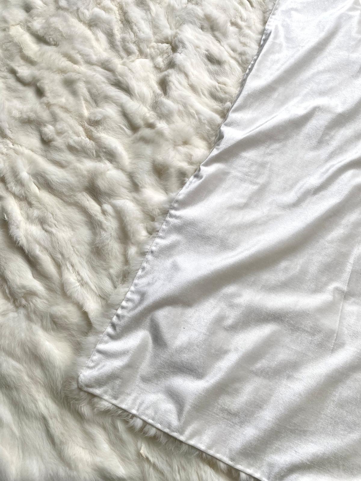 Hand-Crafted White Rabbit Fur Blanket  7