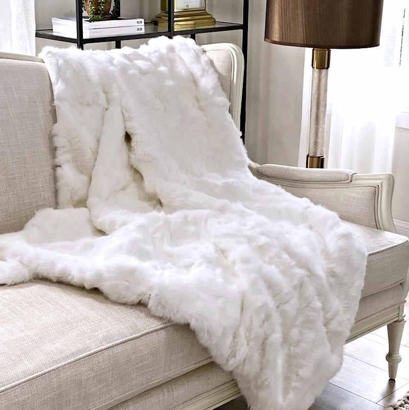 White Rabbit Fur Blanket  7