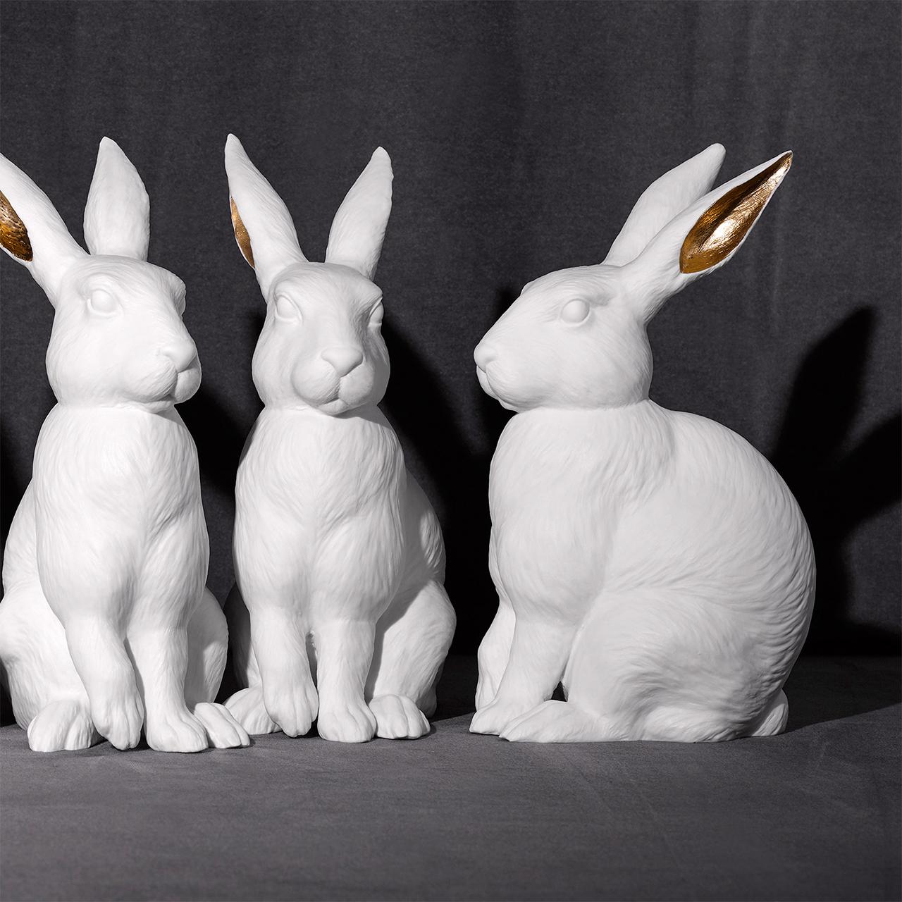 Portuguese White Rabbit Sculpture