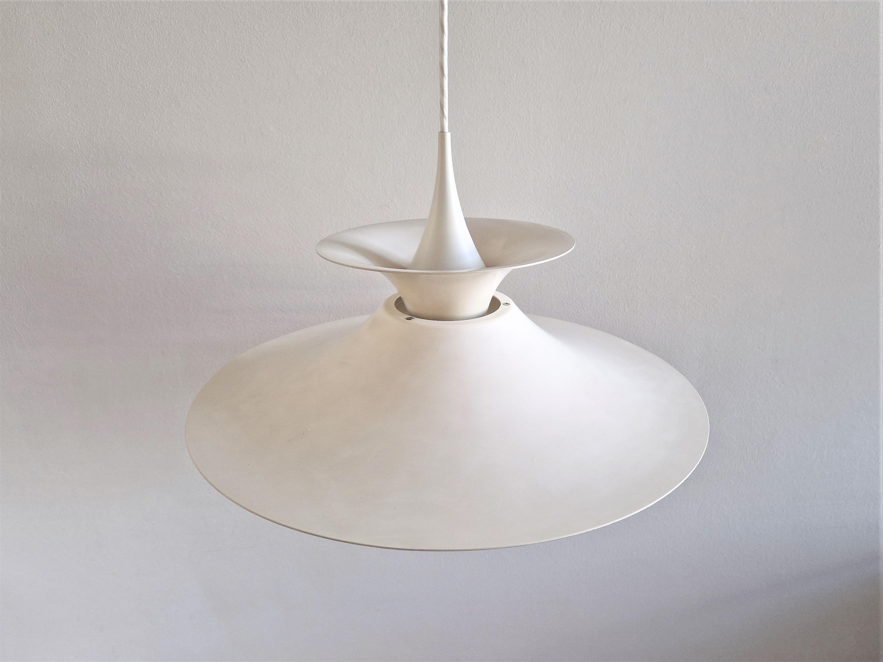 Mid-Century Modern White 'Radius i' Pendant Lamp by Erik Balslev for Fog & Mørup, Denmark 1970's