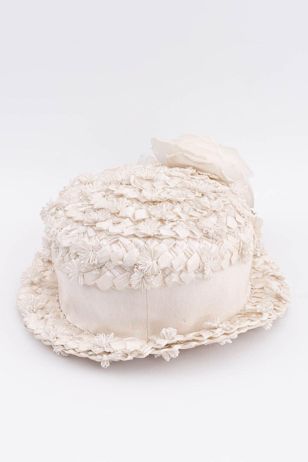 Cappello di rafia bianco in vendita 1