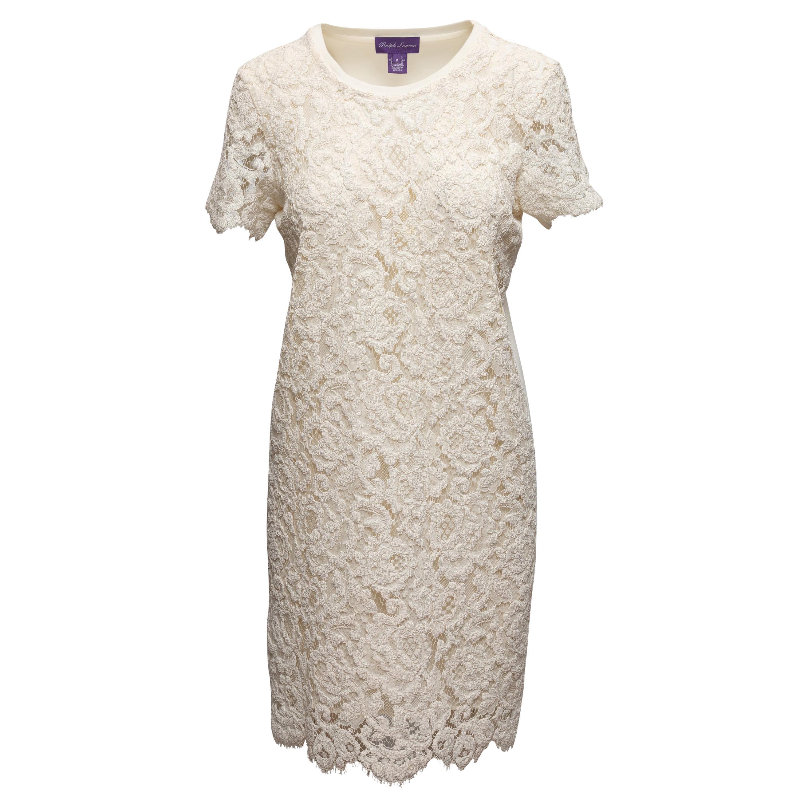 Weißes Ralph Lauren Purple Label Spitzenkleid Größe US M im Angebot