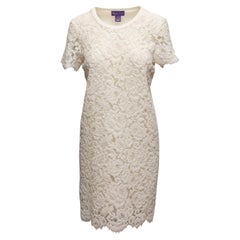 Weißes Ralph Lauren Purple Label Spitzenkleid Größe US M