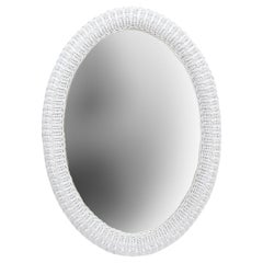 White Rattan Oval ‘Daisy’ Wall Mirror