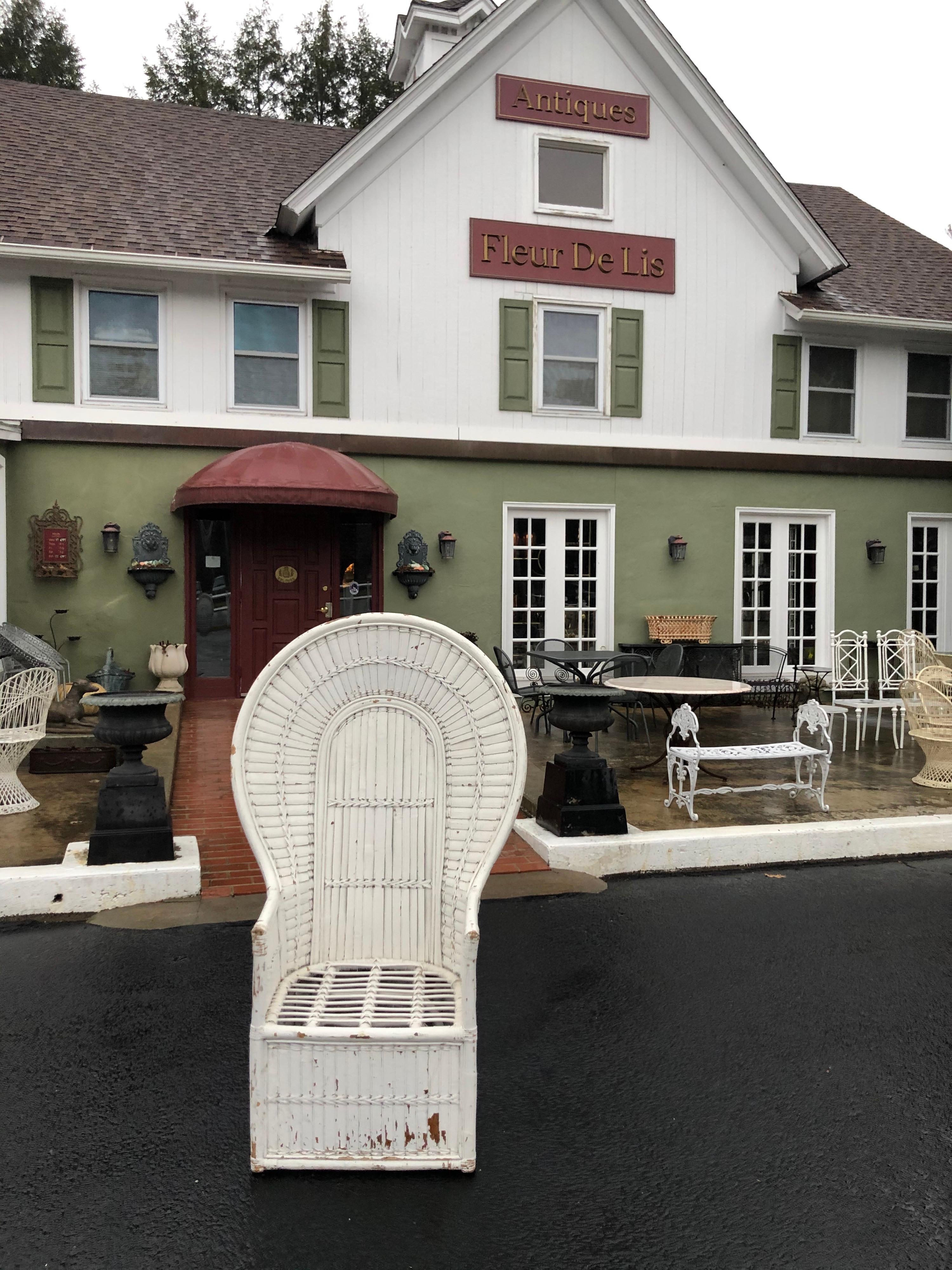 White Split Bamboo and Rattan Peacock Chair For Sale 10