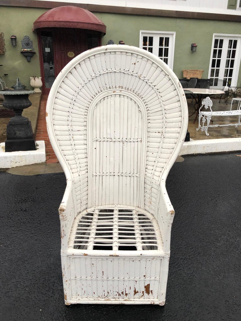 White Rattan Peacock Chair For Sale at 1stdibs