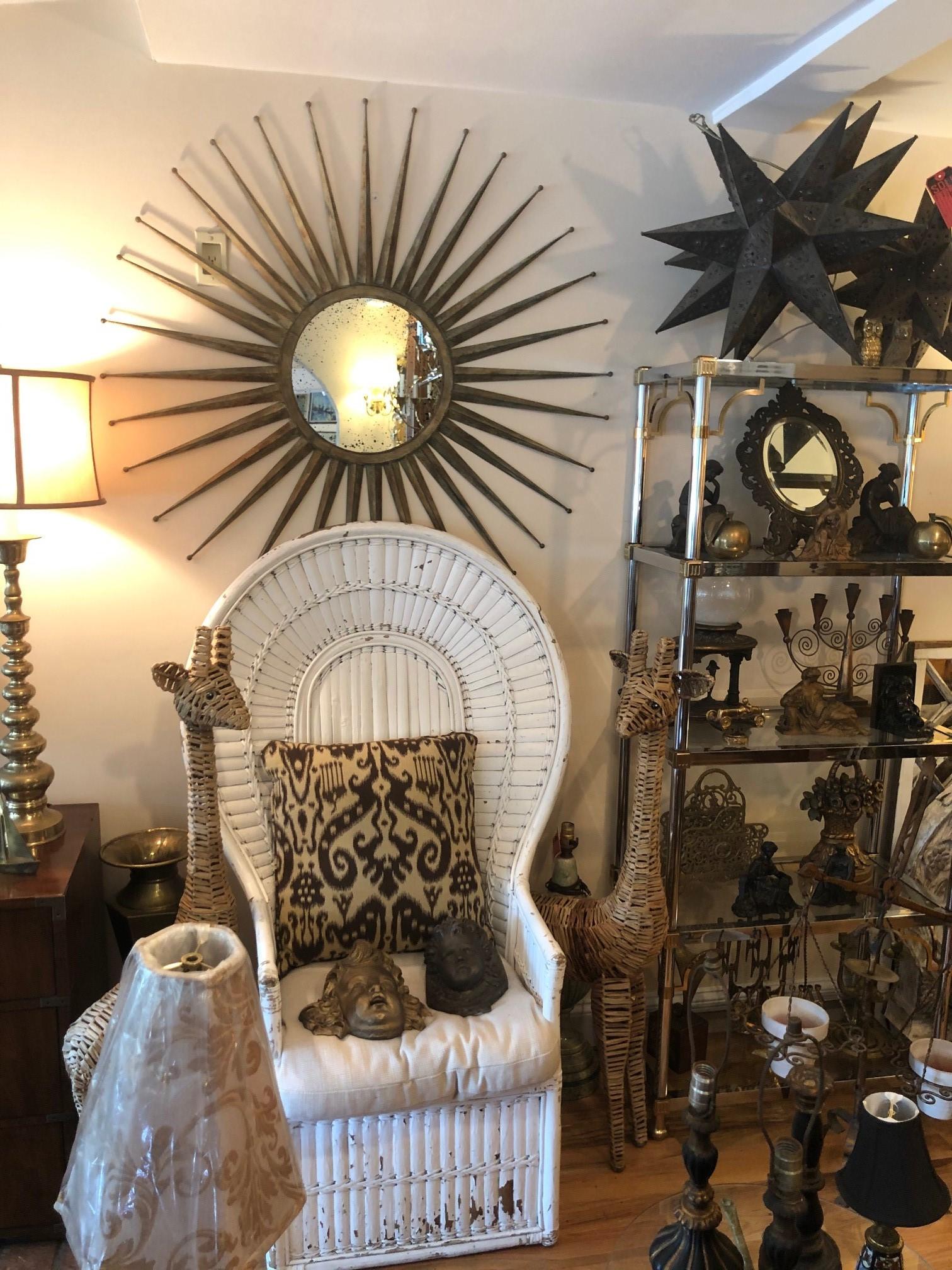 White Split Bamboo and Rattan Peacock Chair For Sale 11