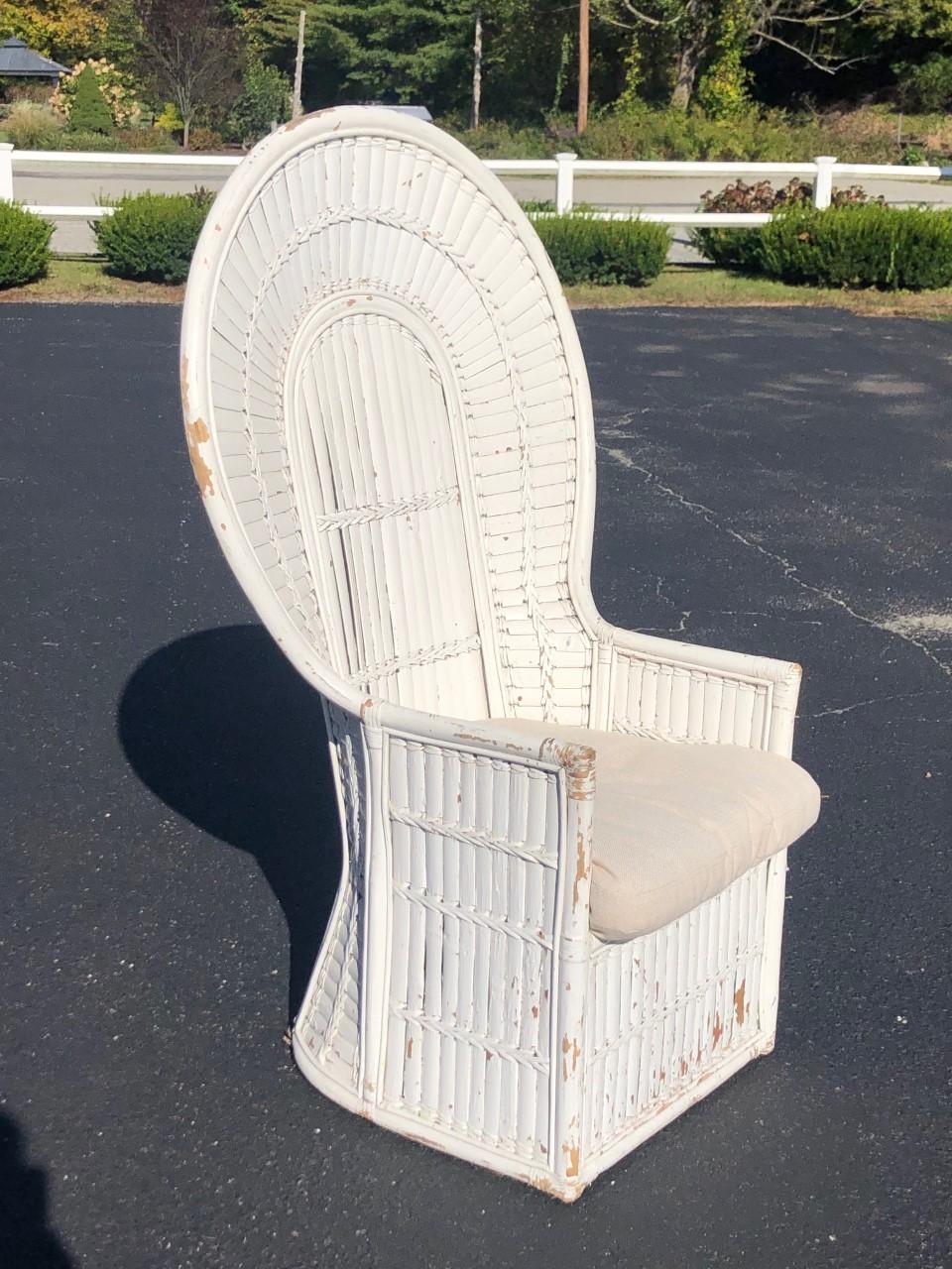 white rattan peacock chair