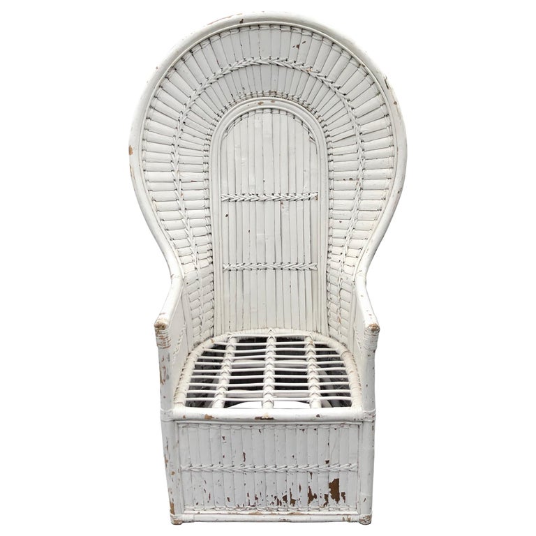 White Rattan Peacock Chair For Sale At 1stdibs