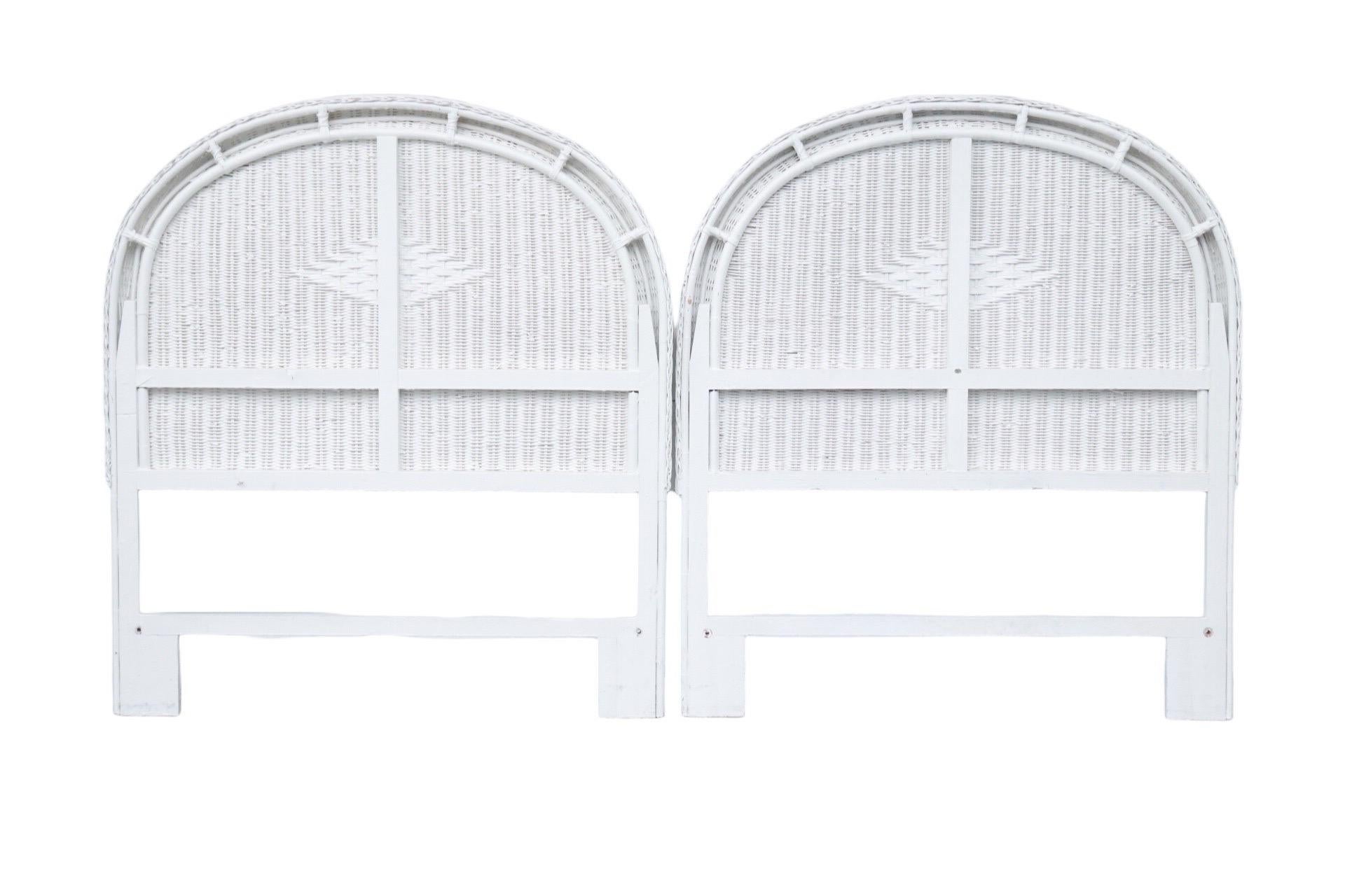 White Rattan Twin Headboards - a Pair For Sale 2