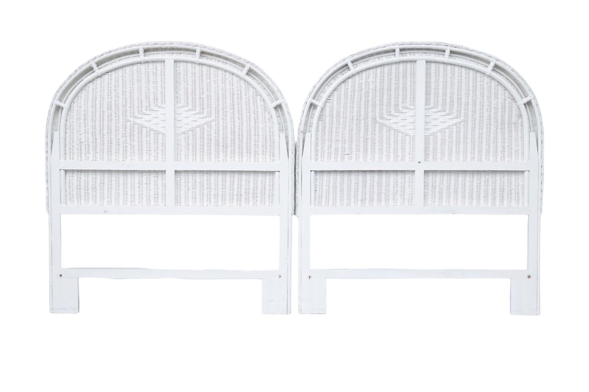 White Rattan Twin Headboards - a Pair For Sale 1