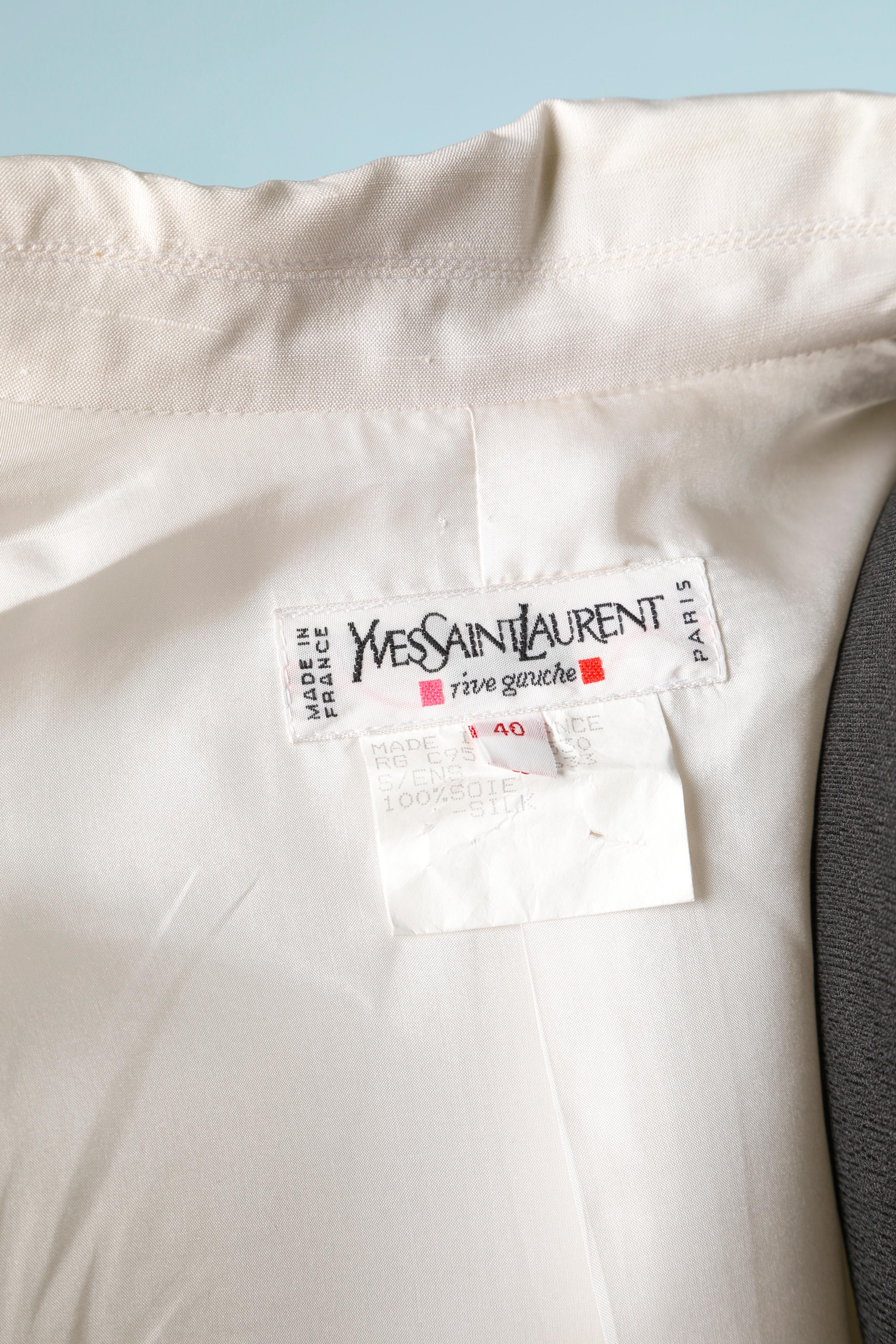 Veste à simple boutonnage en soie brute blanche Yves Saint Laurent Rive Gauche  en vente 1