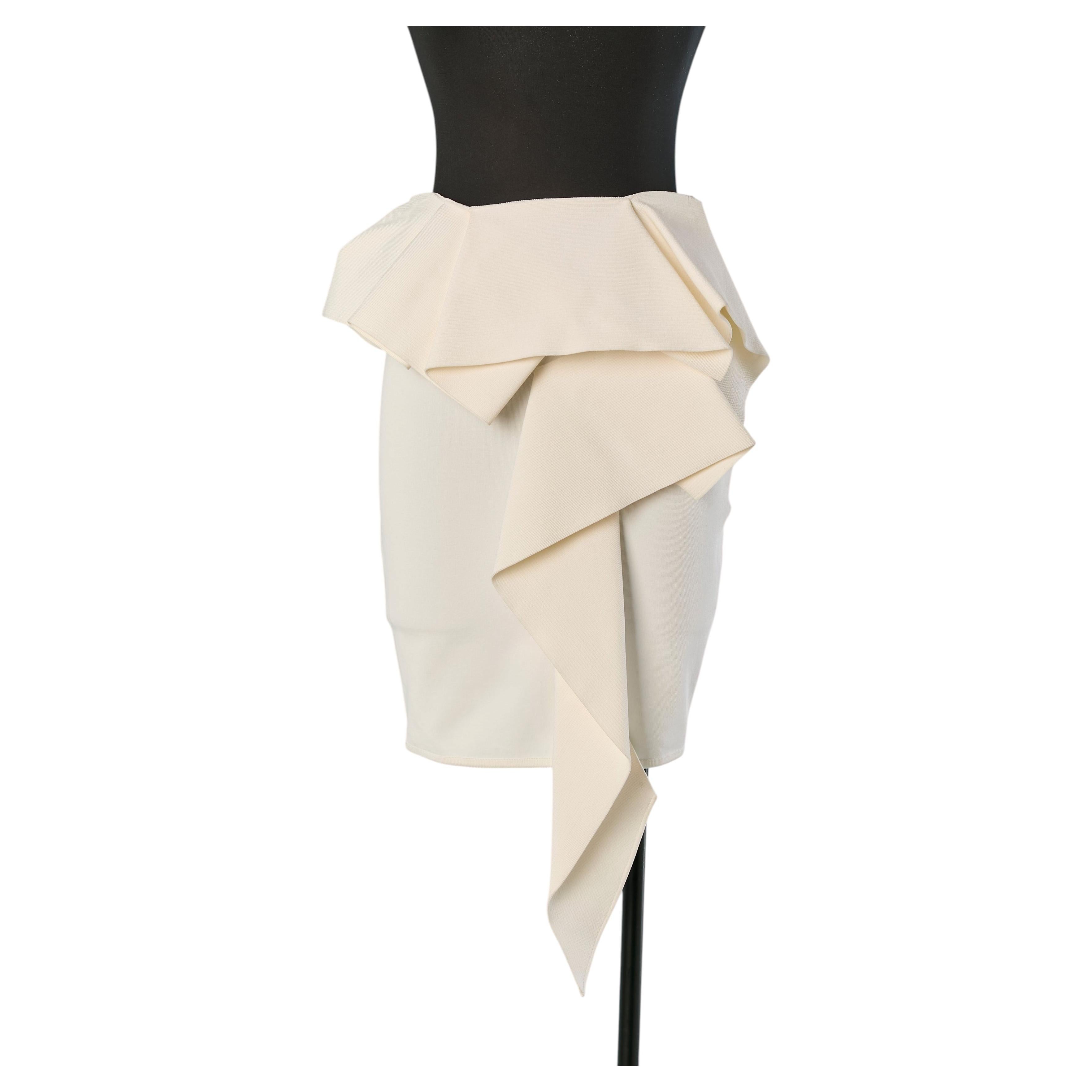 Jupe en rayonne blanche à volants Alexandre Vauthier COUTURE