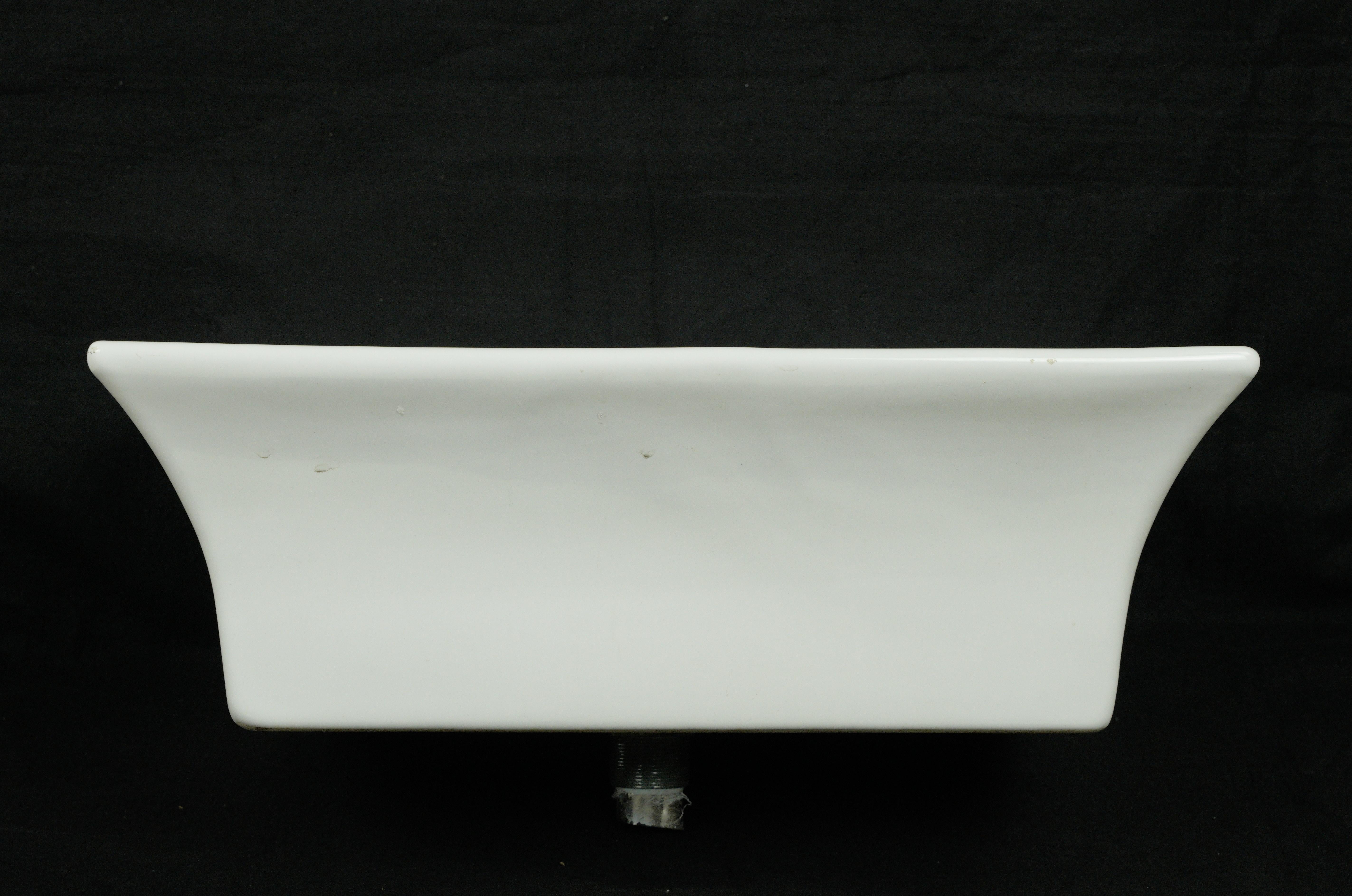 Brass White Rectangle Porcelain Pedestal Countertop Sink For Sale