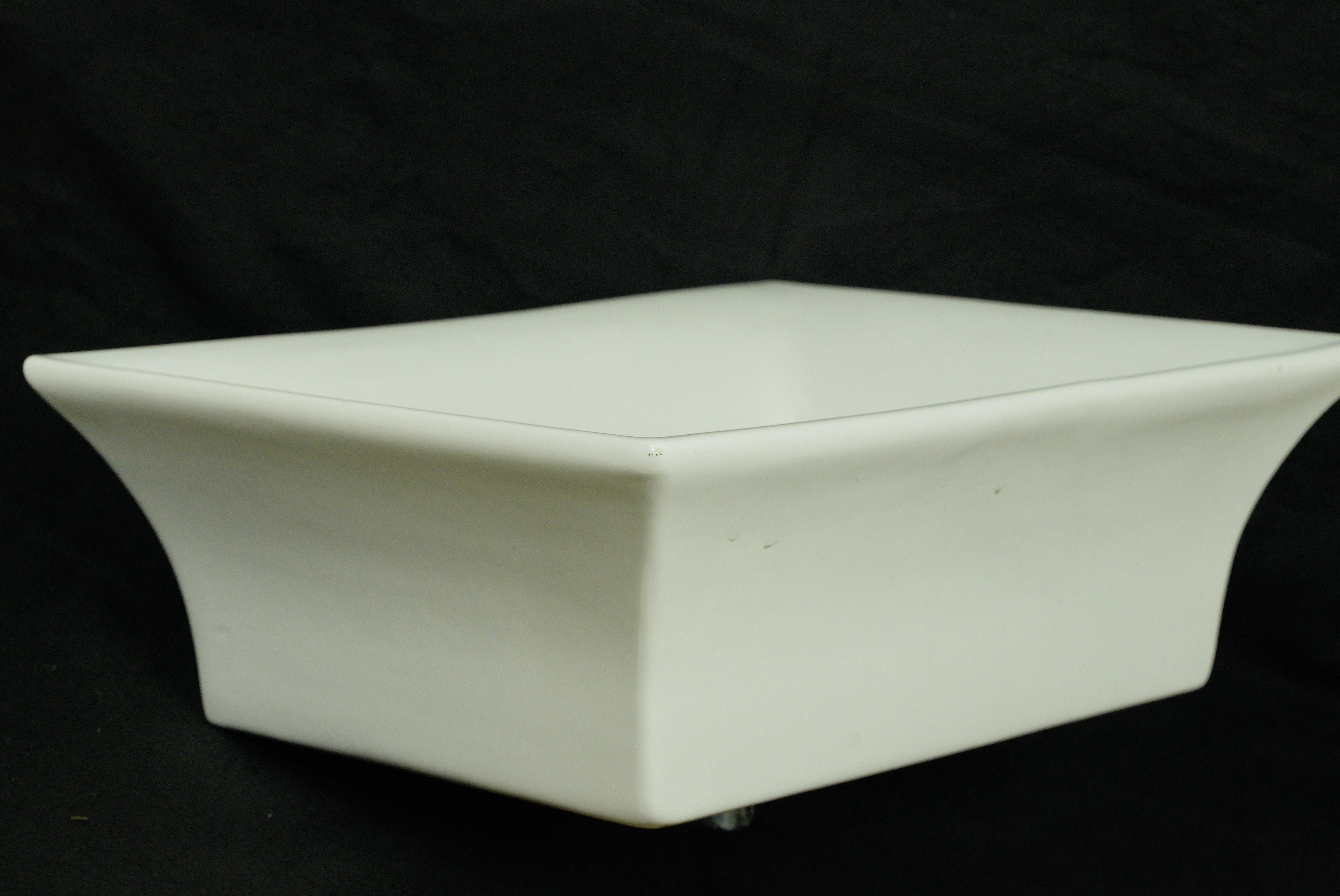 White Rectangle Porcelain Pedestal Countertop Sink For Sale 1