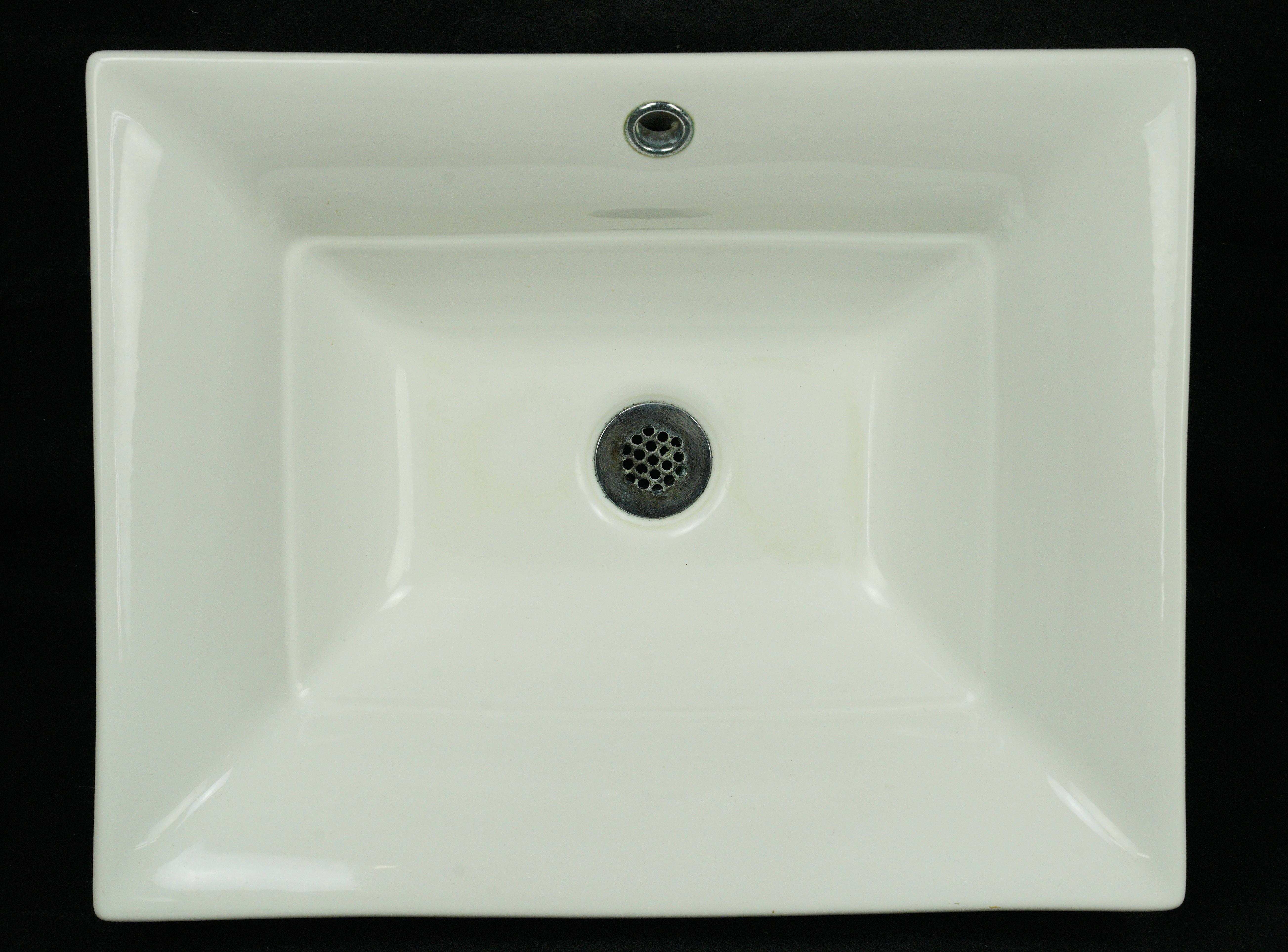 White Rectangle Porcelain Pedestal Countertop Sink For Sale 2