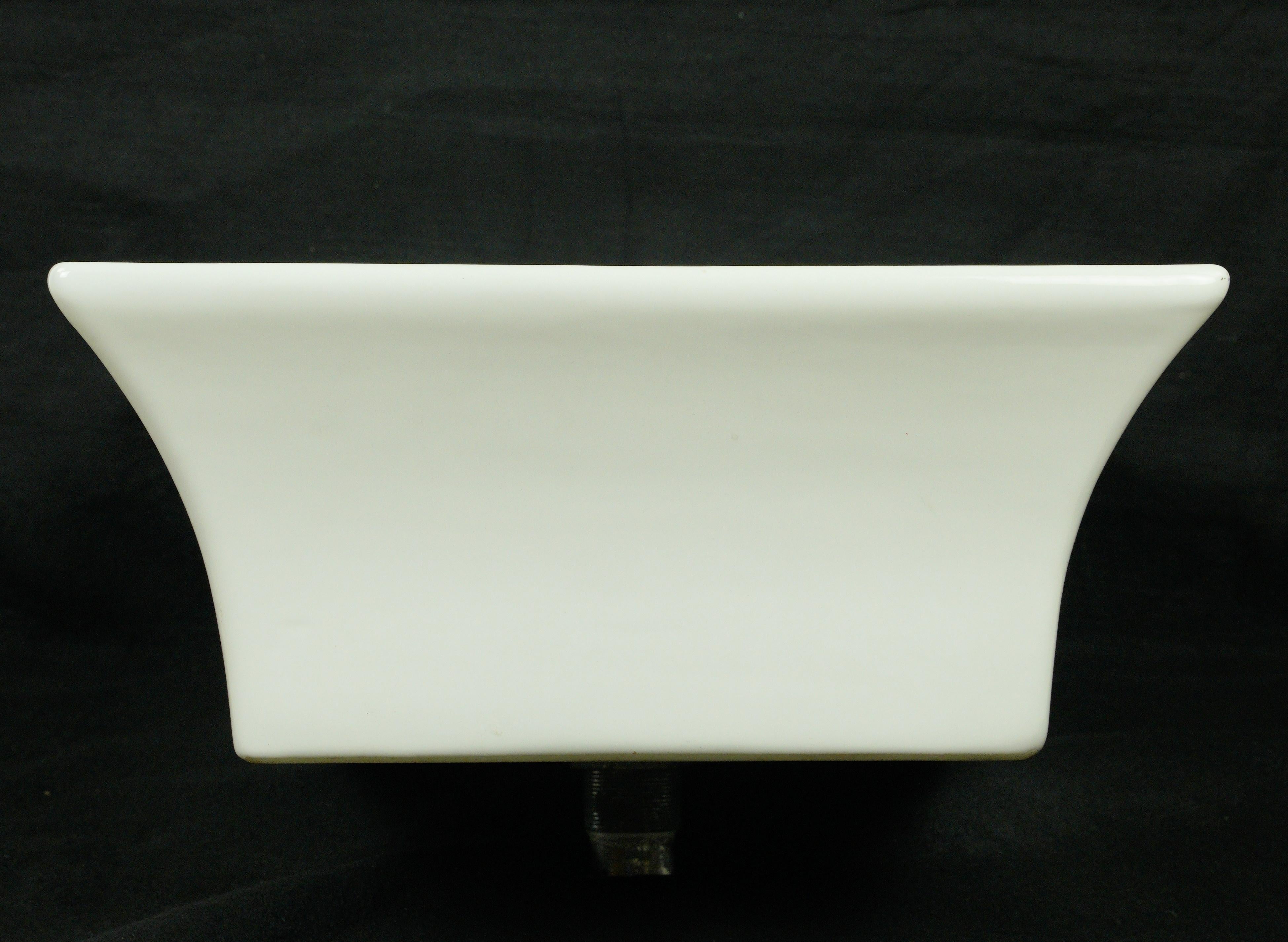 White Rectangle Porcelain Pedestal Countertop Sink For Sale 3