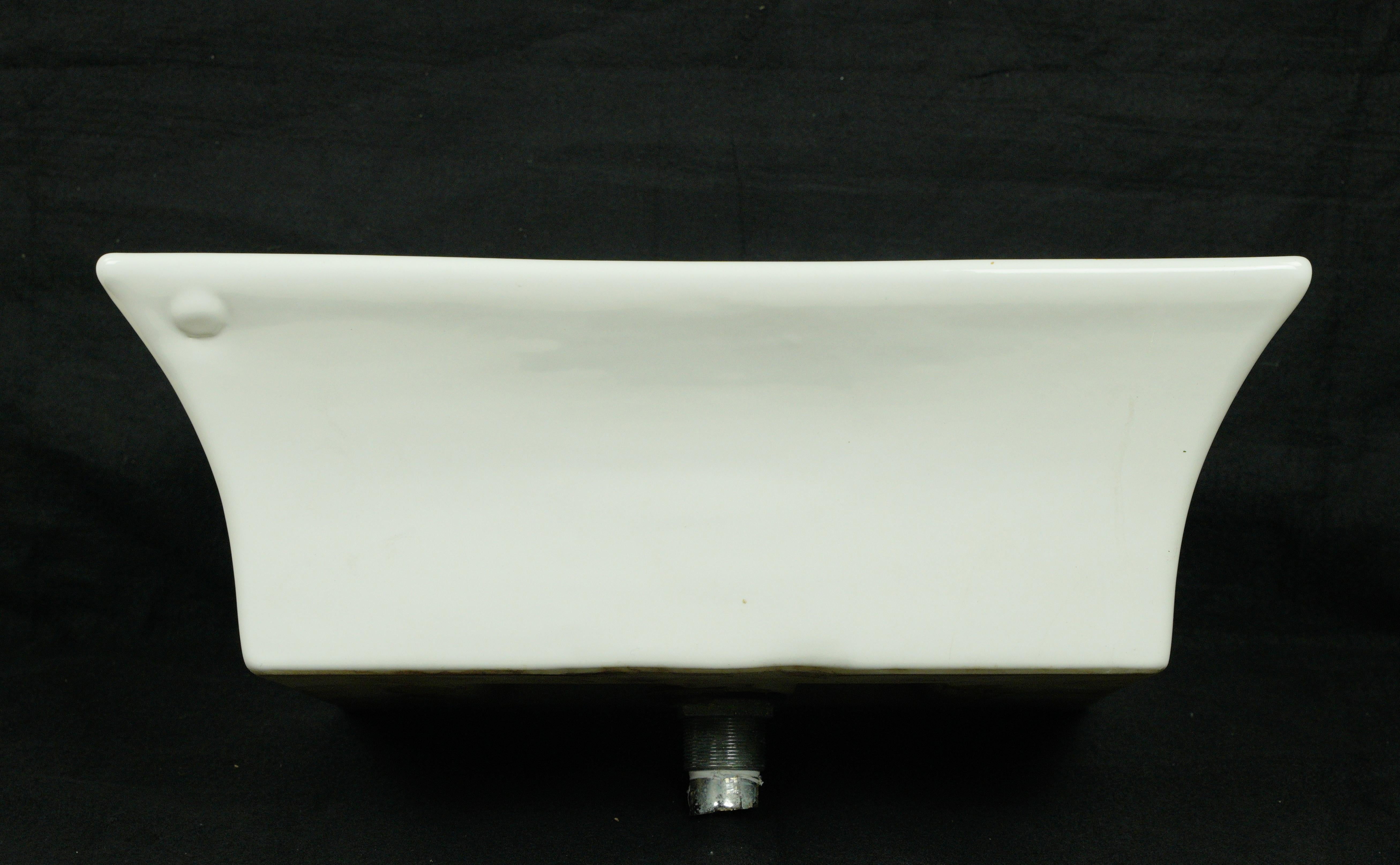 White Rectangle Porcelain Pedestal Countertop Sink For Sale 4