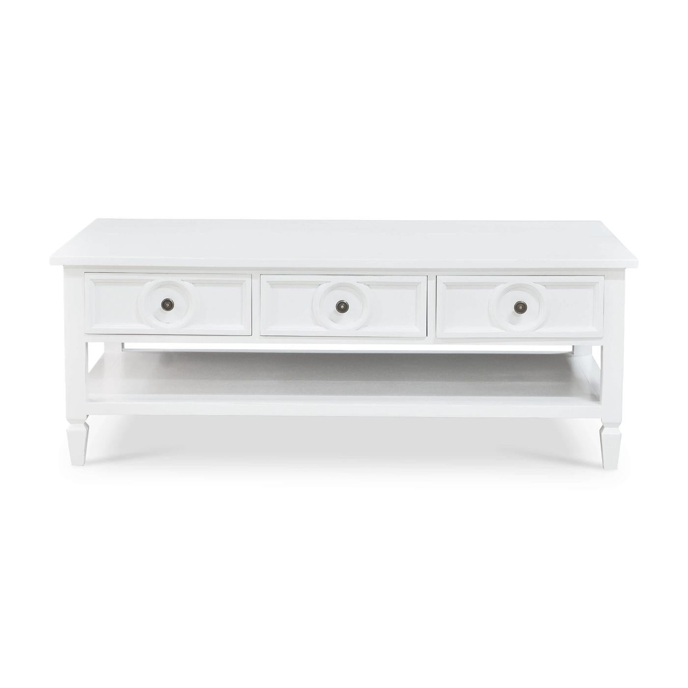 Provincial français Table basse rectangulaire blanche en vente