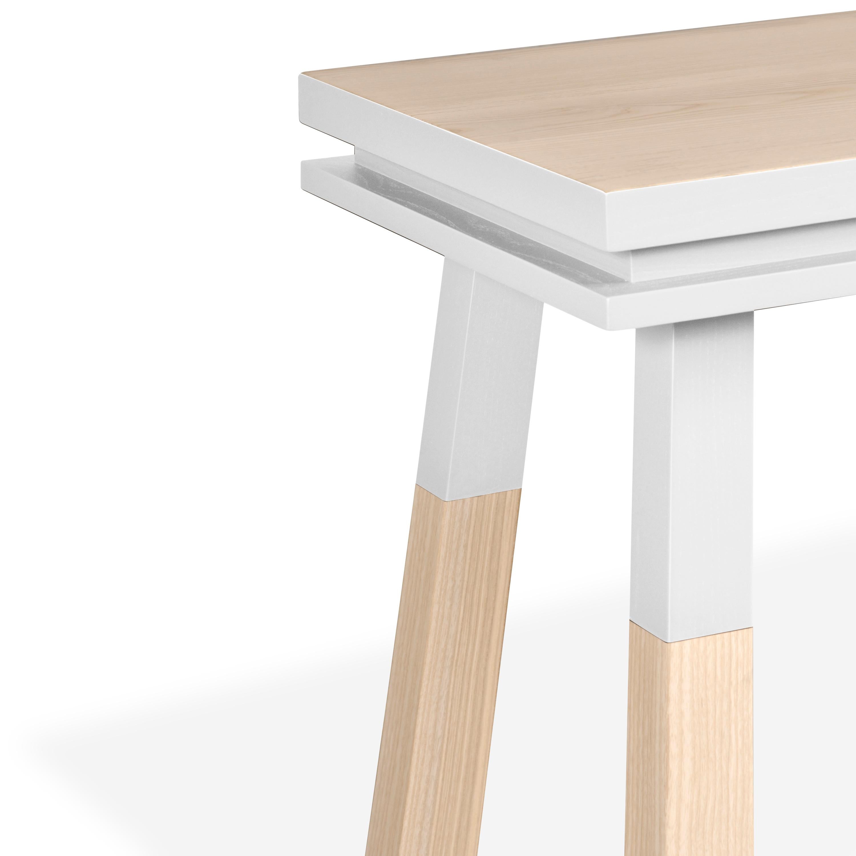 XXIe siècle et contemporain Table à écrire blanche en bois massif, am designs par Eric Gizard, Paris - French craft  en vente