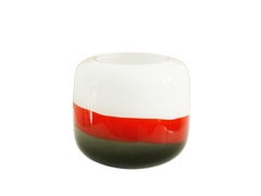 White, Red and Brown 1960s Murano Glass Vase Attributed to Salviati