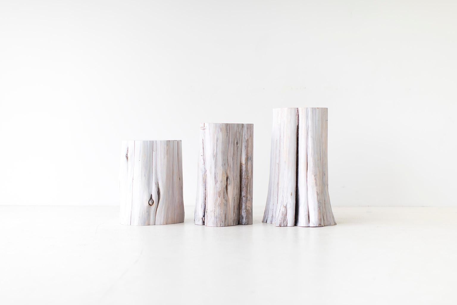 Contemporary White Red Cedar Stump Table For Sale