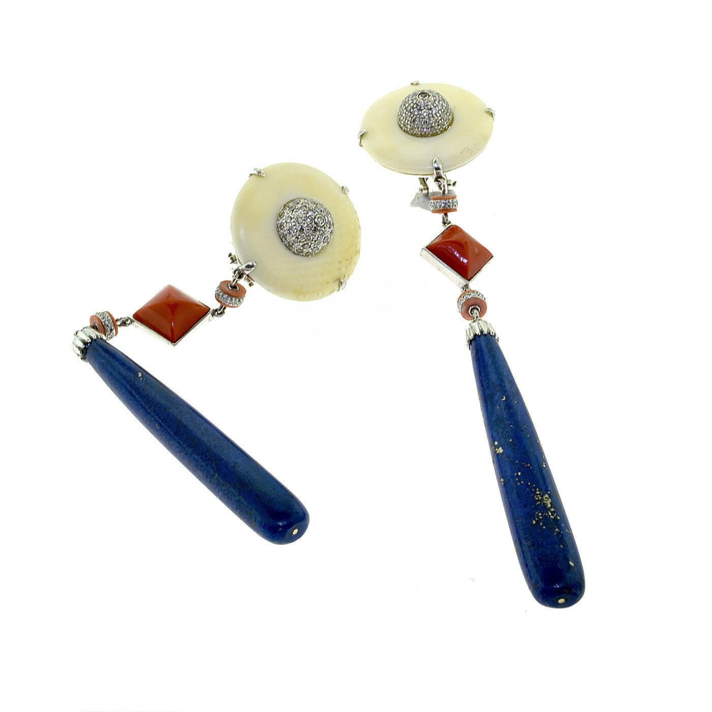 Brilliance Jewels, Miami
Questions? Call Us Anytime!
786,482,8100

Style: Art Deco, Drop/Dangle Earrings

Metal: White Gold

Metal Purity: 18k

Stones:      White Coral

Red Coral

Lapis Lazuli

Diamonds (Round Brilliant Cut)

Total Item Weight