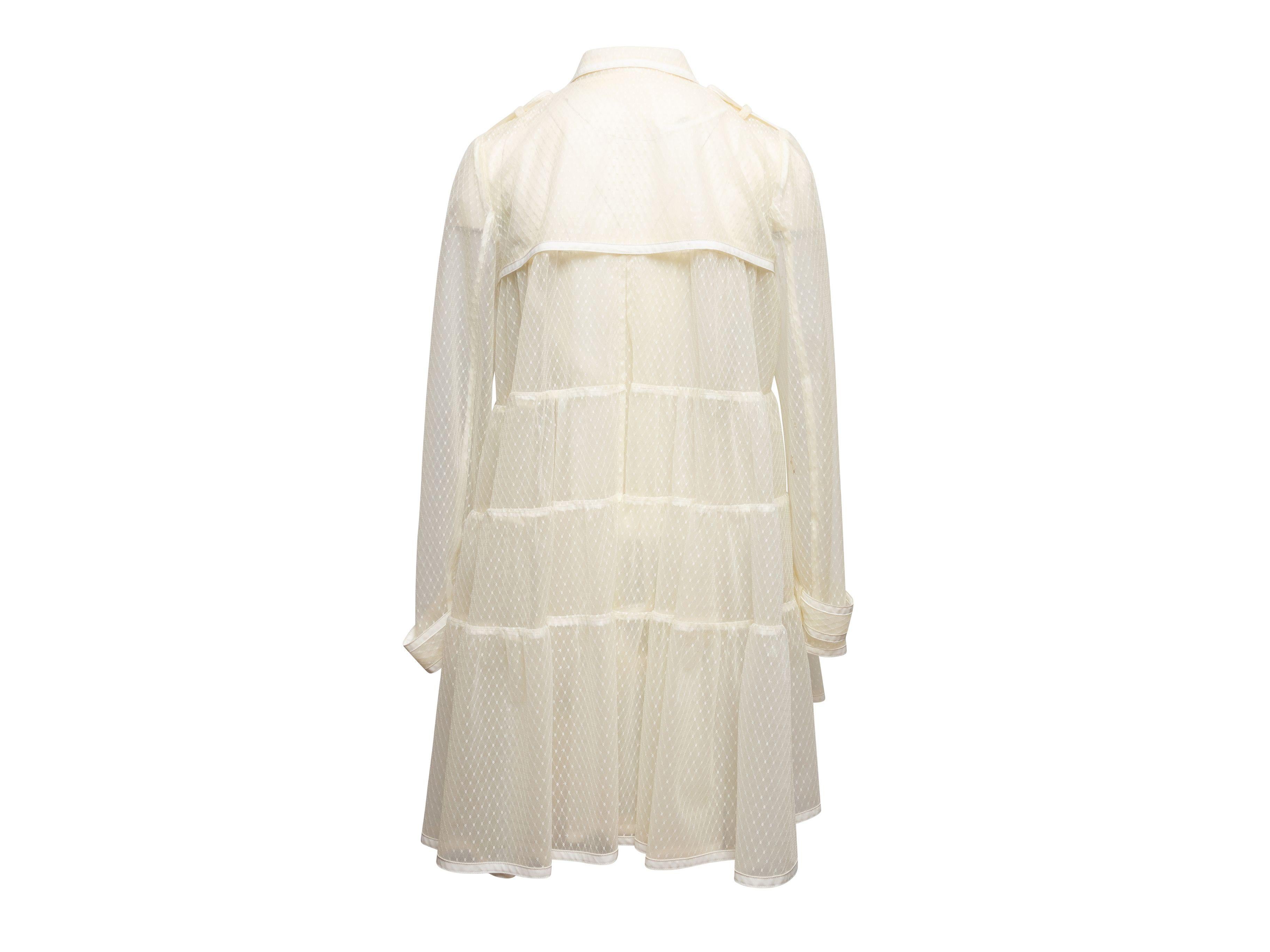 Women's White Red Valentino Lace Double-Breasted Trench Coat