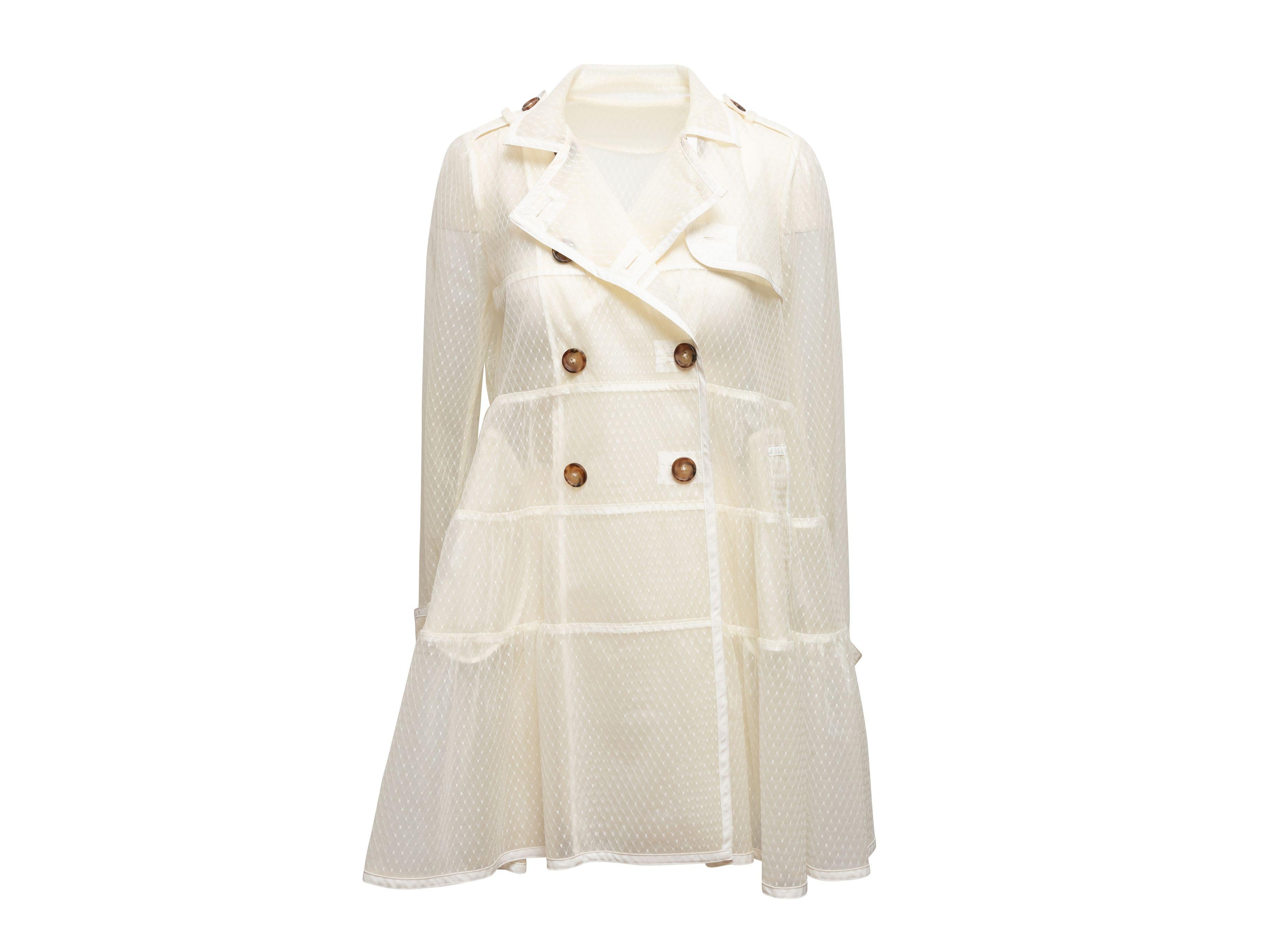 White Red Valentino Lace Double-Breasted Trench Coat 1