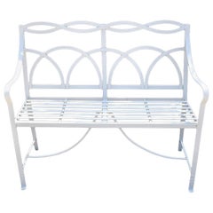 Antique White Reeded Strapwork Regency Bench