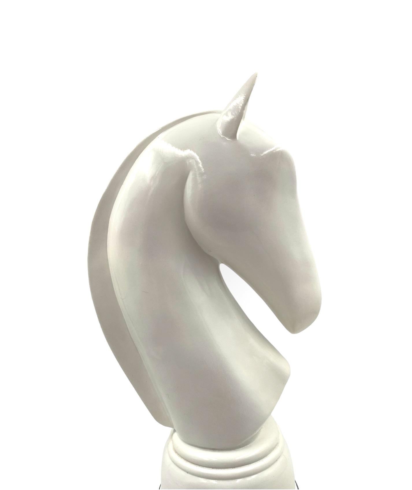 White resin chess horse sculpture, Italy 1970s For Sale 3