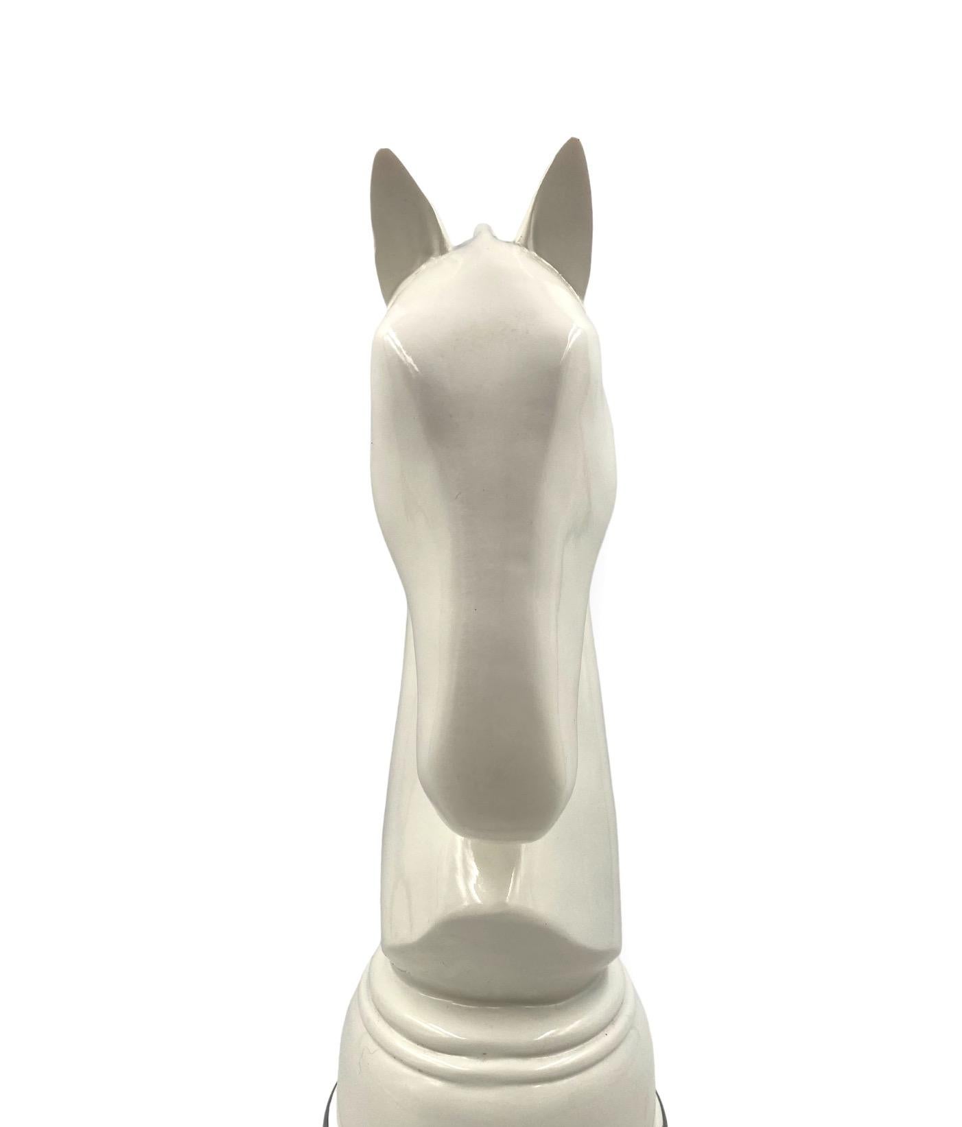White resin chess horse sculpture, Italy 1970s For Sale 5