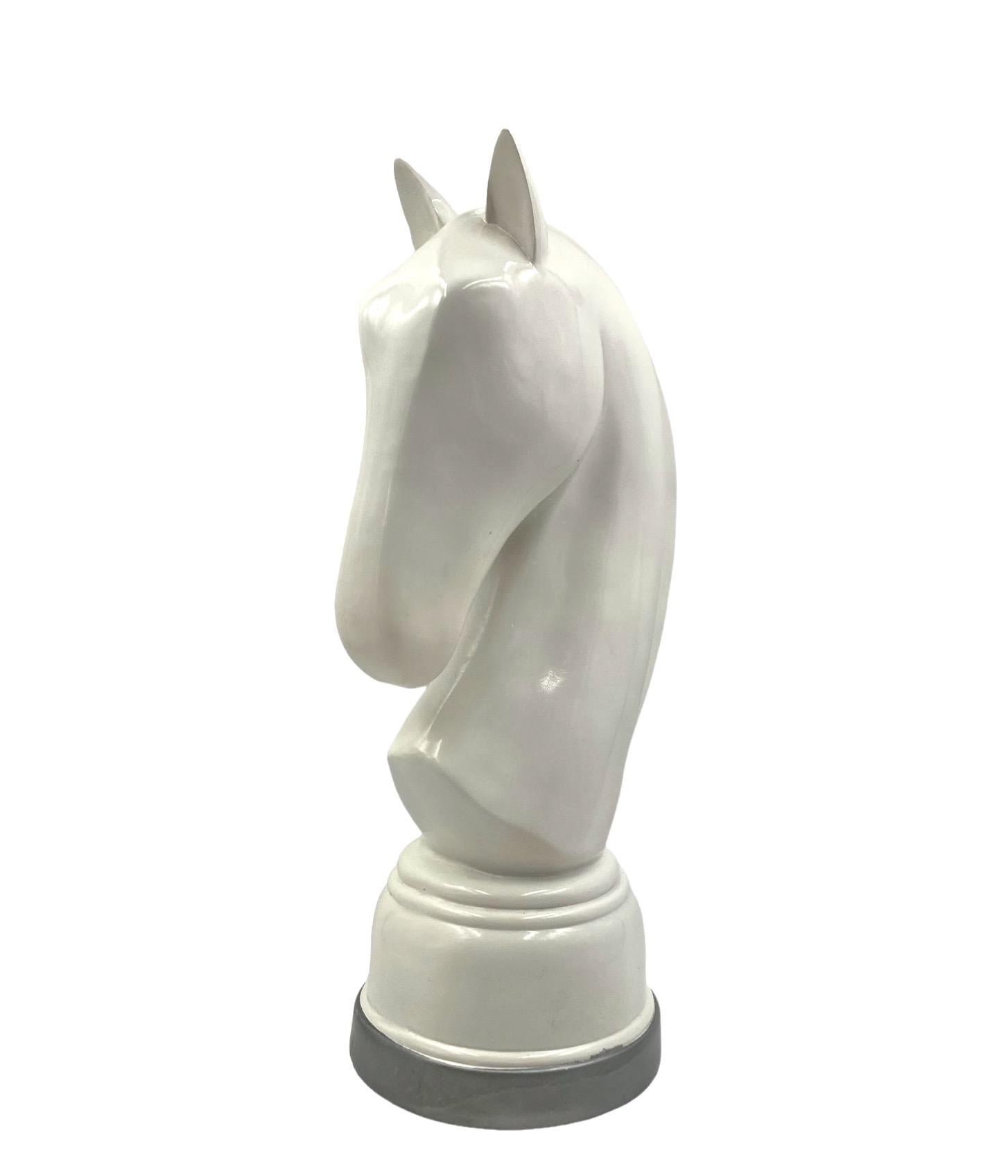 White resin chess horse sculpture, Italy 1970s For Sale 6