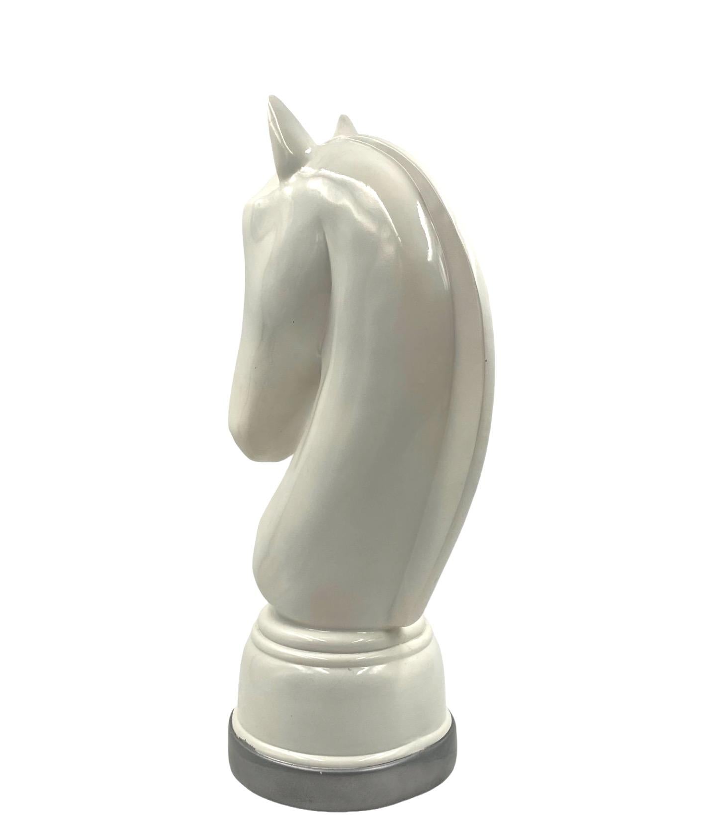 White resin chess horse sculpture, Italy 1970s For Sale 8