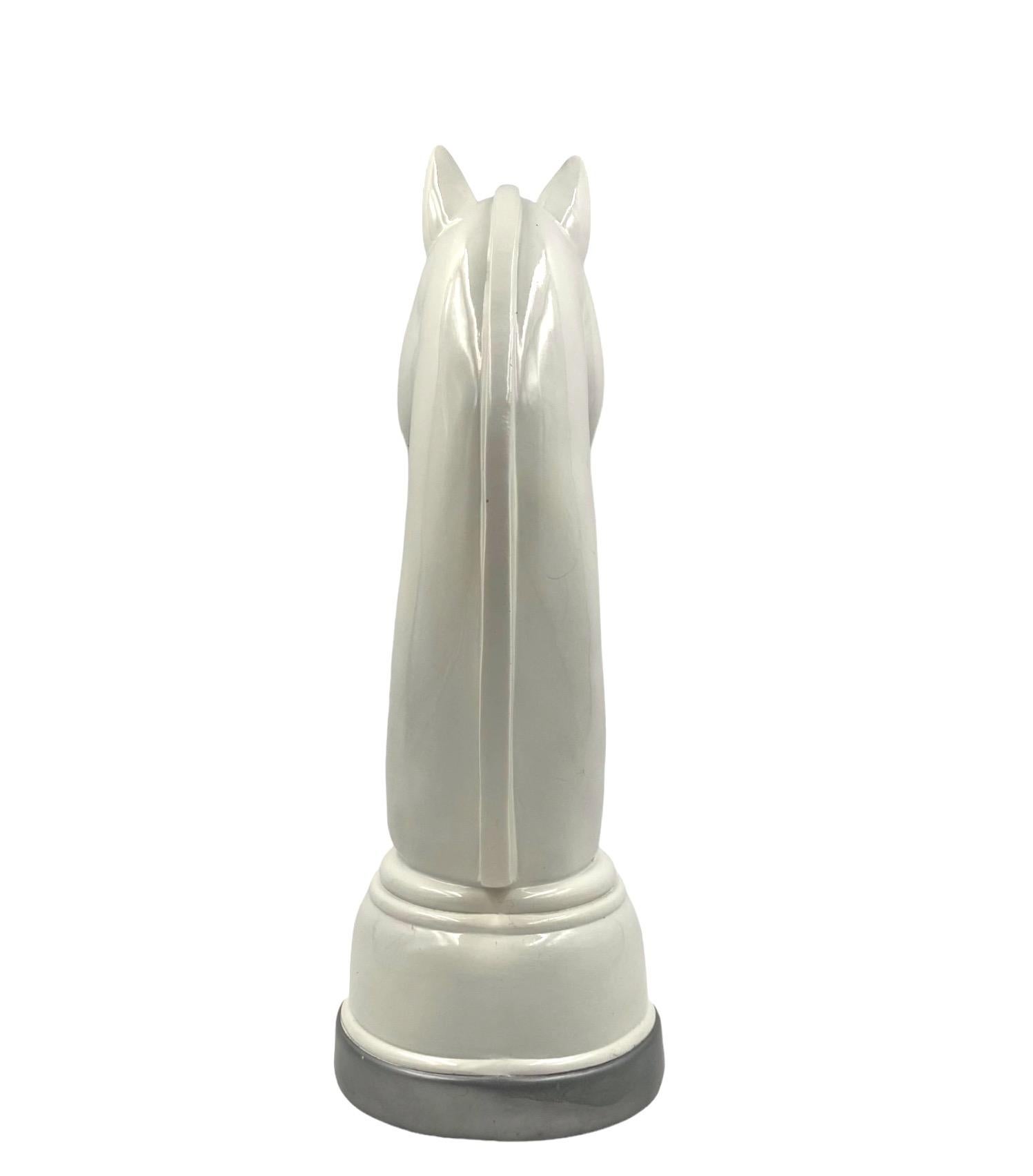 White resin chess horse sculpture, Italy 1970s For Sale 9